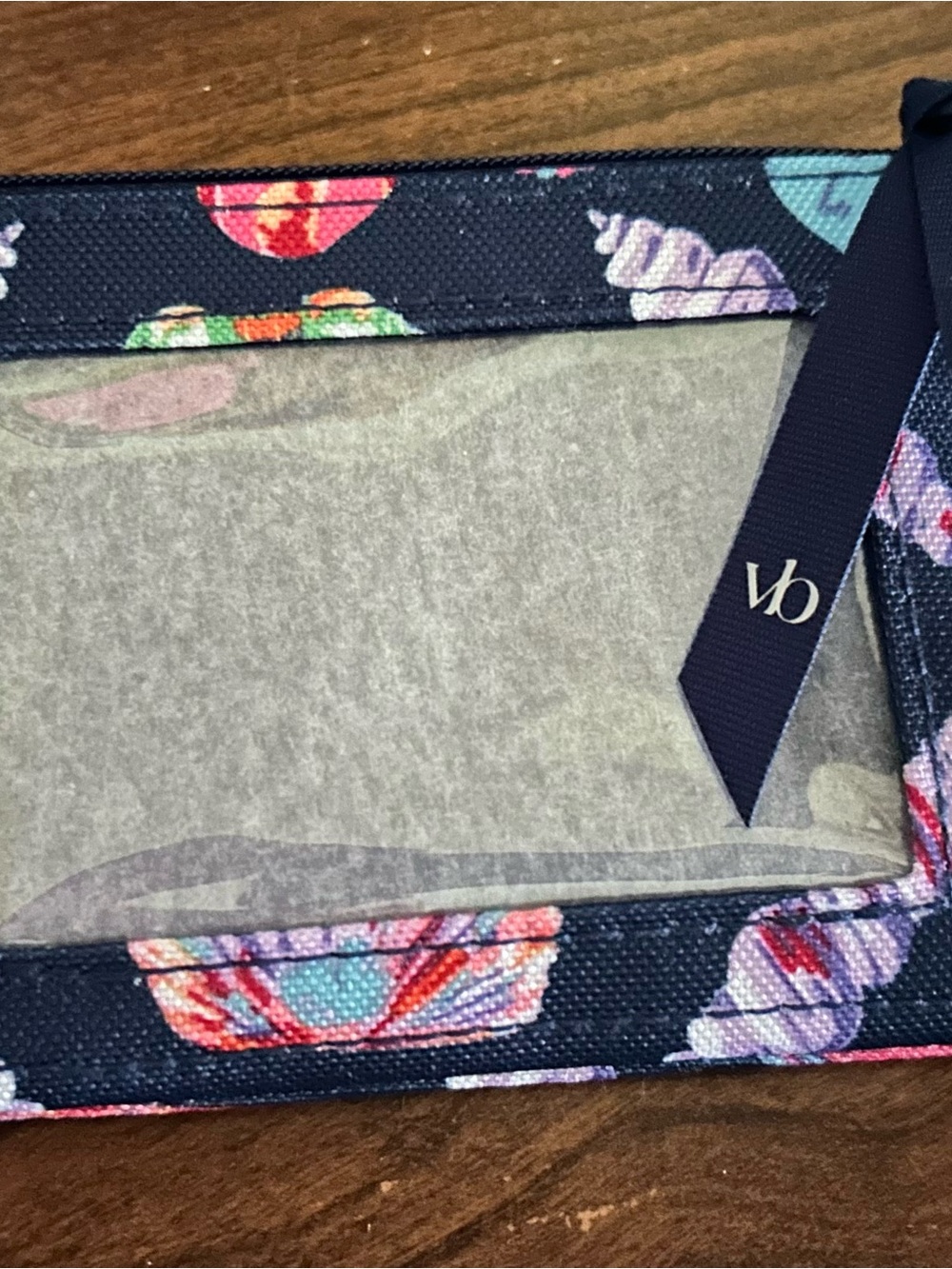 Vera Bradley Navy Floral Shell Print ID Wallet